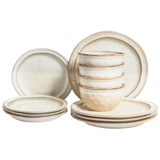 Astiasto 12 osaa CHIVES kivitavara Vaaleanbeige