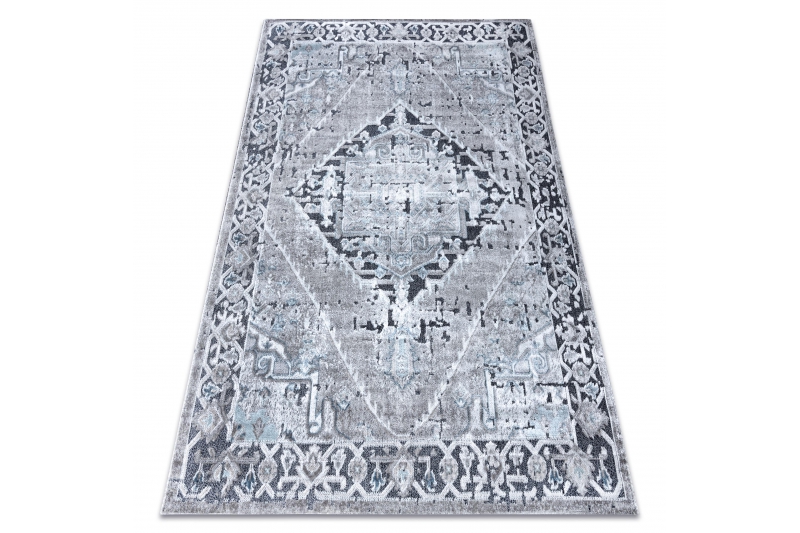 Matto Rakenteellinen SIERRA G6038 Litteä kudottu, harmaa, sininen - rosetti 120x170 cm