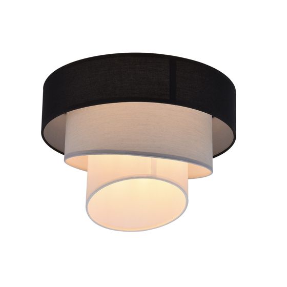 NETTLIFEKattovalaisin, olohuoneen Kattovalaisin Kangasvarjostin, Ø40cm, lämmin Valkoinen, E27, moderni, musta