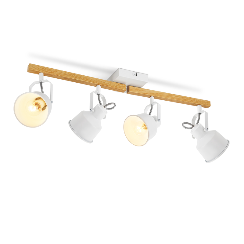 NETTLIFE-kattospottivalaisin, 4 liekkiä, säädettävä 350°, vintage-tyylinen, E14, korkealaatuinen muotoilu, puunsyykuviointi