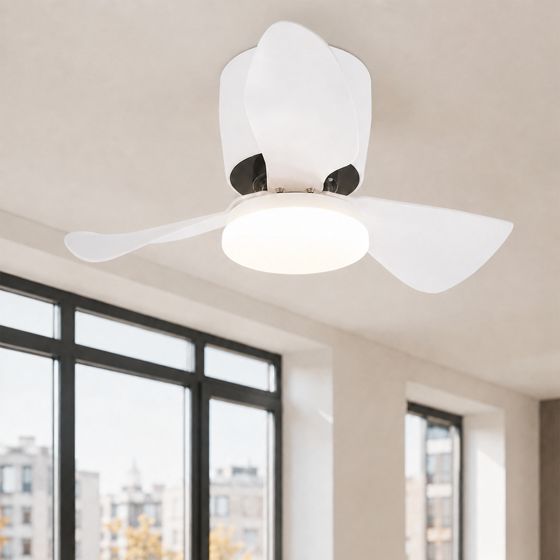 NETTLIFE - kattotuuletin valaistuksella, himmennin, hiljainen, 70 cm, LED, 23 W, valkoinen, kesä/talvi, 6- nopeuksinen ajastin