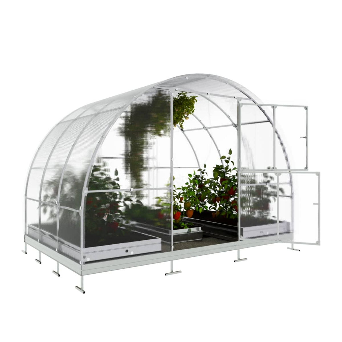 Kasvihuone KLASIKA TUBE 6 m2, 3 m x 2 m, 4 mm polykarbonaattikansi