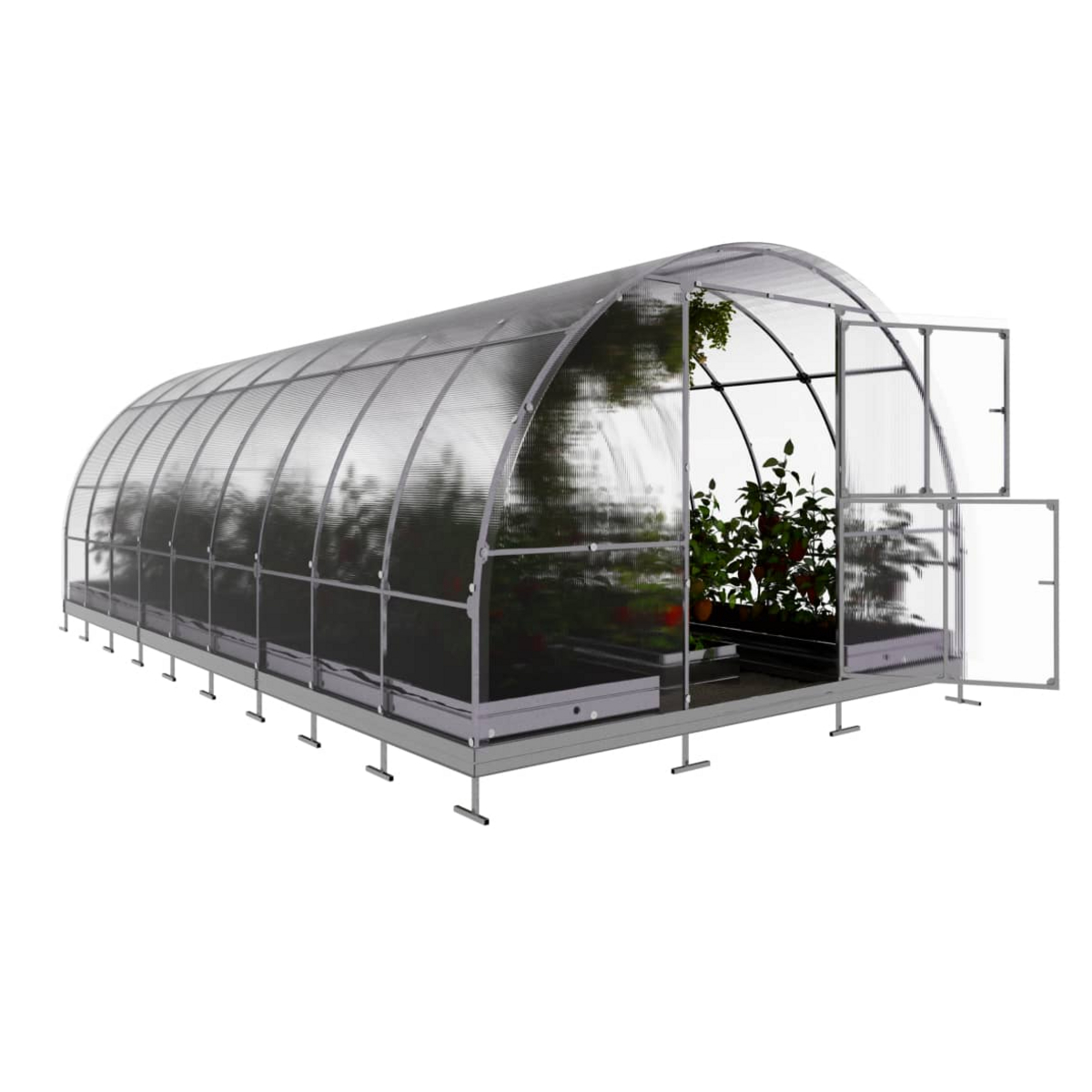 Kasvihuone KLASIKA TUBE 18 m2, 3 m x 6 m, 6 mm polykarbonaattikansi