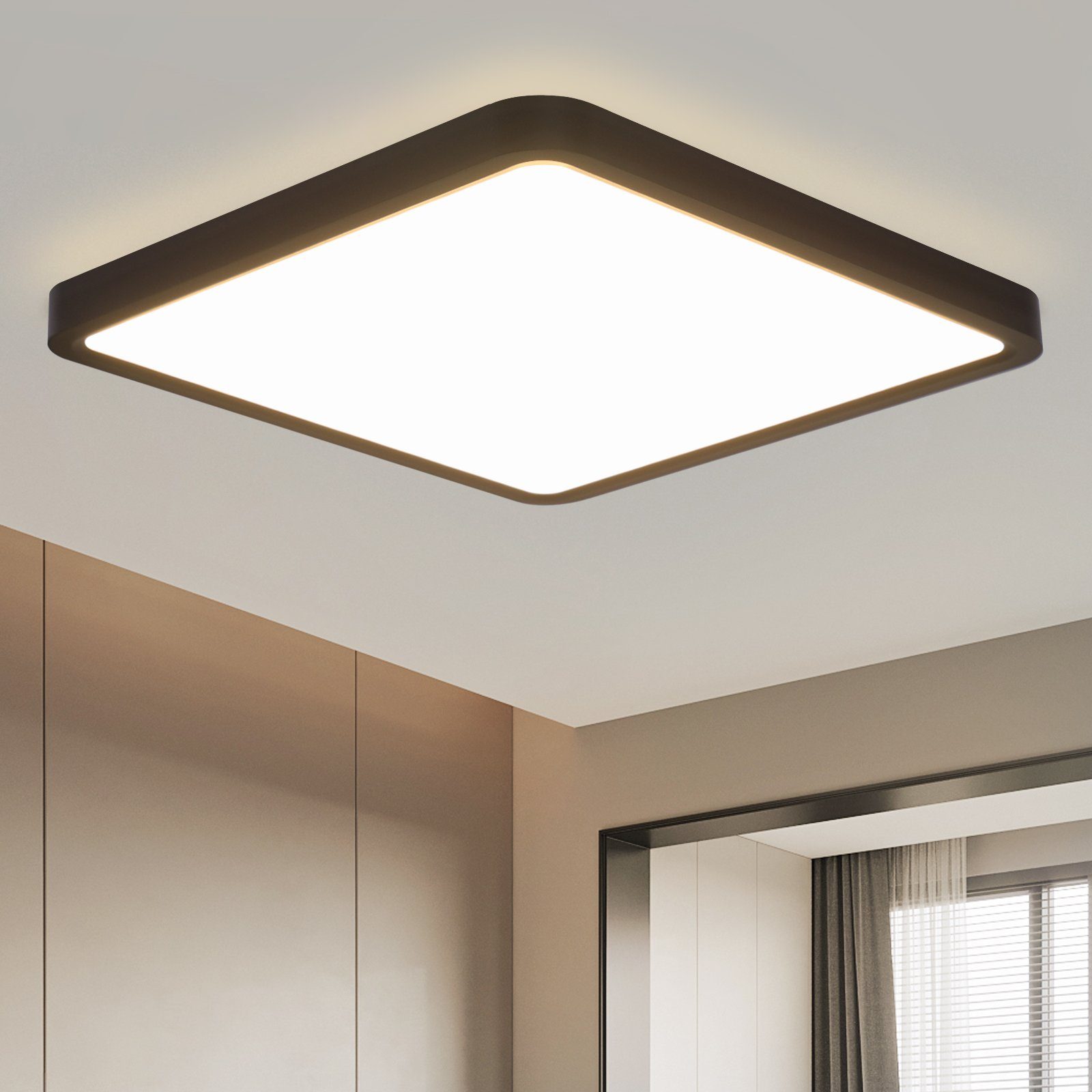 NETTLIFE litteä LED - kattovalaisin, makuuhuoneeseen musta, 23 cm, makuuhuone 18W neliönmuotoinen Käytävävalaisin 4000KKylpyhuoneeseen Keittiöön