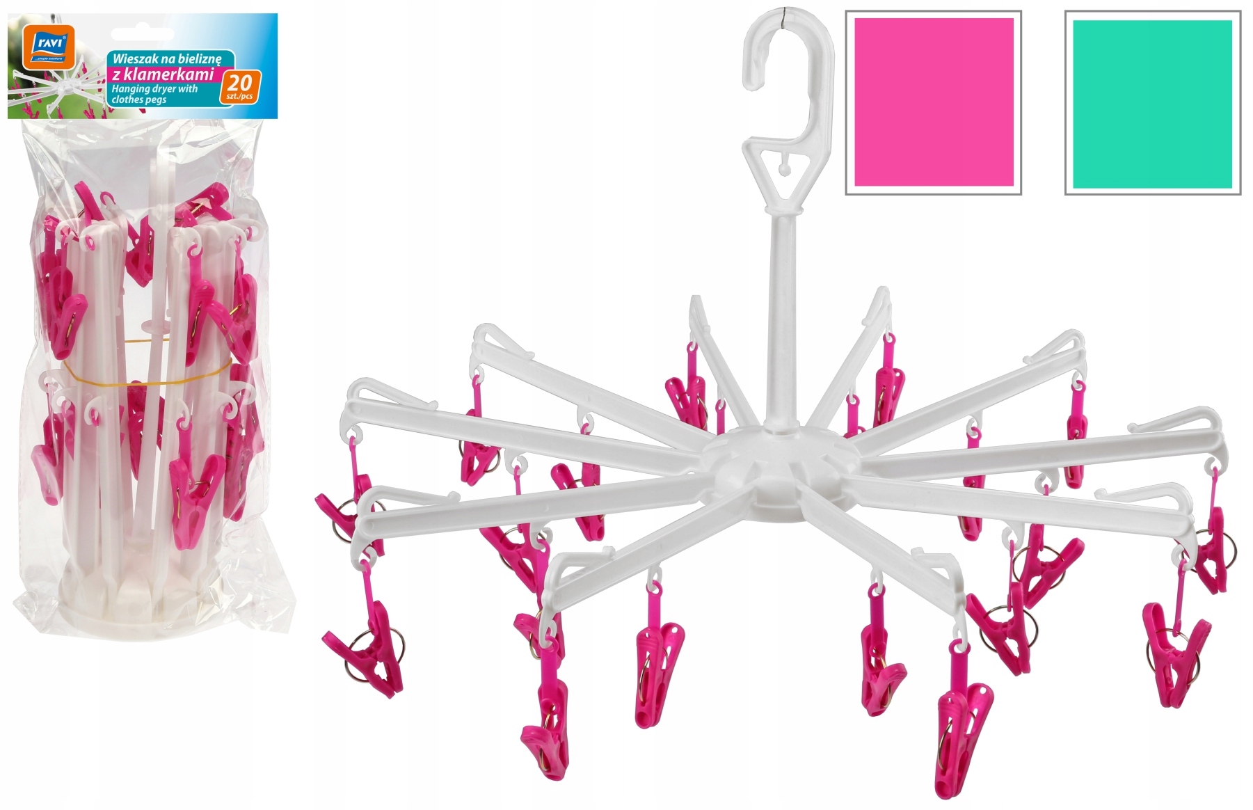 Ripustin sukille, alusvaatteille ja pienpyykille (20 pyykkipoikaa)