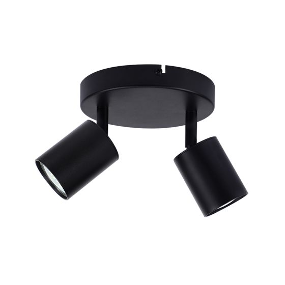 NETTLIFE LED - kattospottivalaisin, 2 valoa, musta, GU10, 330° säädettävä, pyöreä, moderni kattovalaisin
