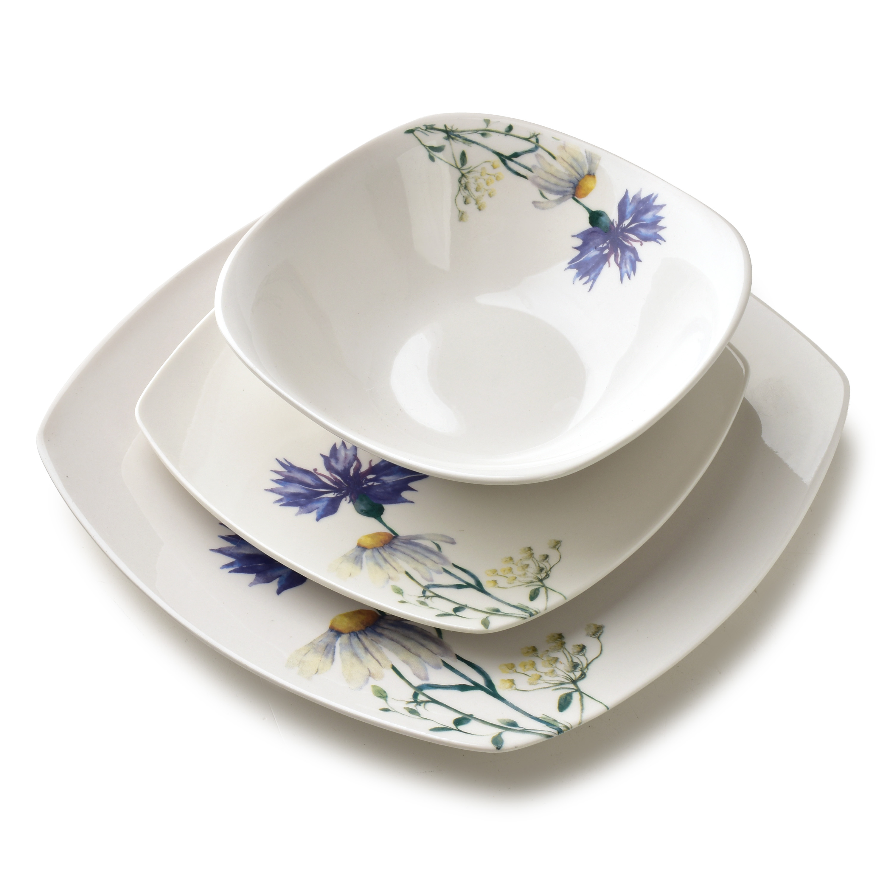Astiasto posliini Mondex LEA CORNFLOWER 16,5/18/24 cm valko-sininen 18 osaa