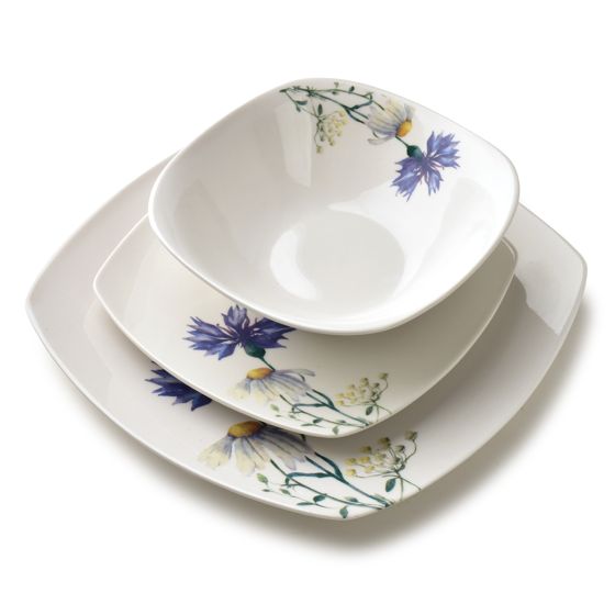 Astiasto posliini Mondex LEA CORNFLOWER 16,5/18/24 cm valko-sininen 18 osaa