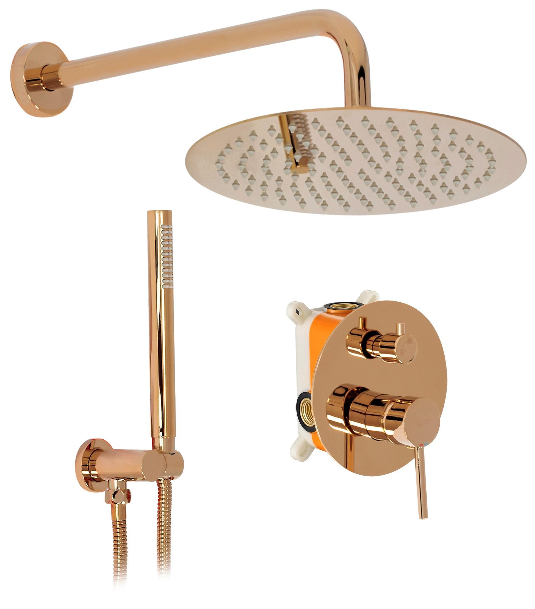 REA-P7999REA uppoasennettava suihkusarja LUNGO +box kupari, 36X25X21CM