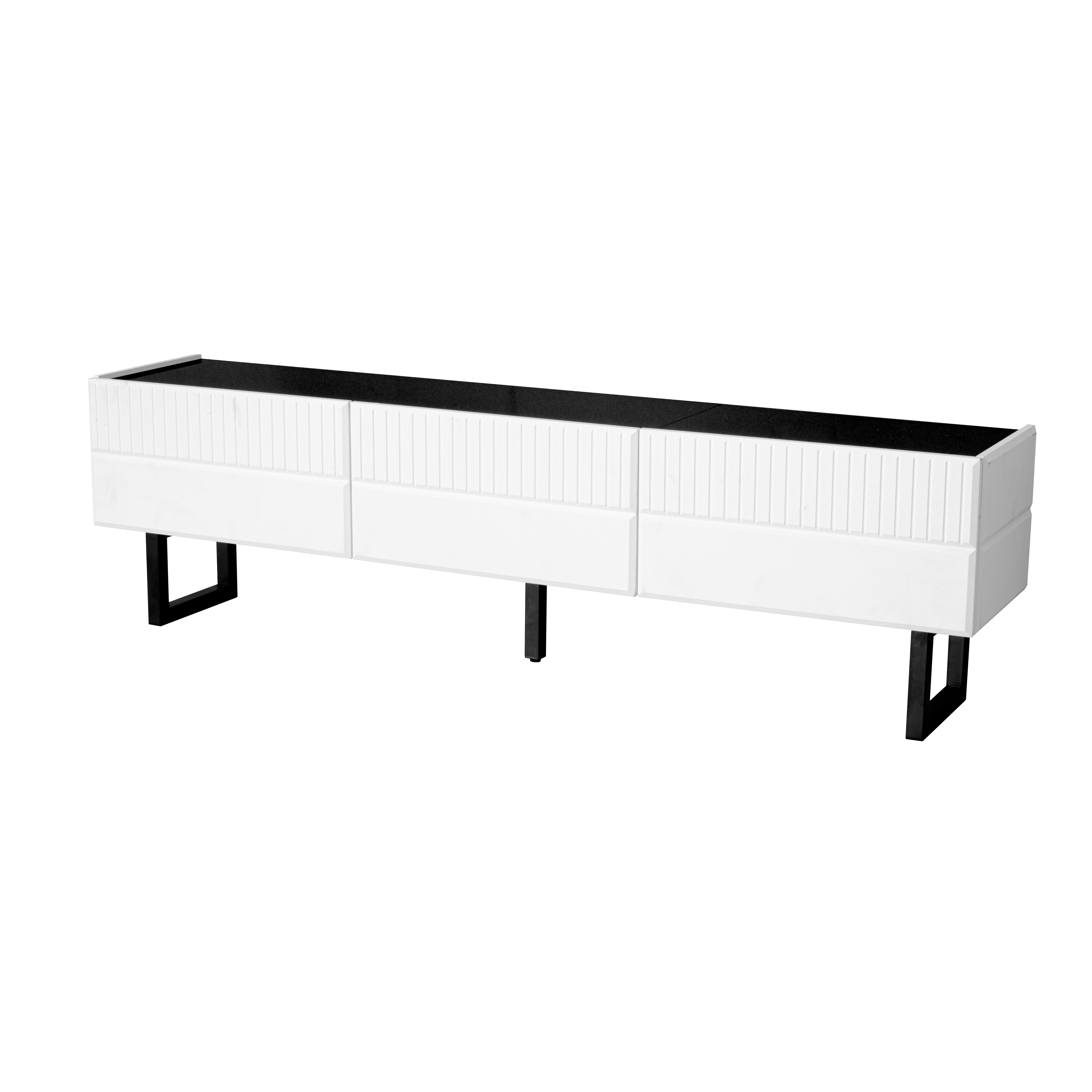 TV-taso 170x35x47 cm ja 110x50,5x41 cm musta ja valkoinen MDF ja lastulevy säilytyksellä ja avohyllyillä
