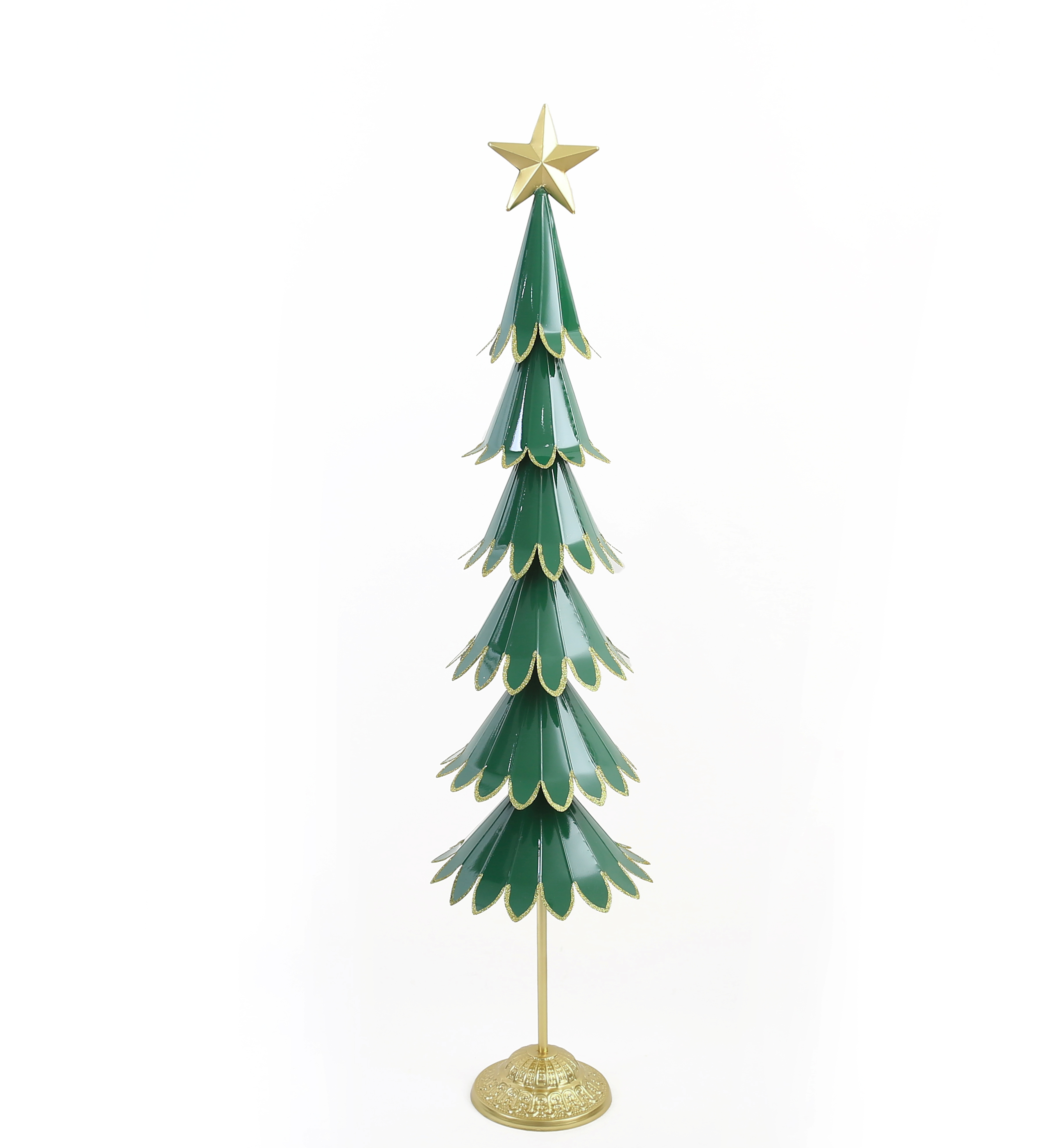Joulukuusifiguuri SANTA LILA vihreä-kultainen metallinen 29x18x124 cm