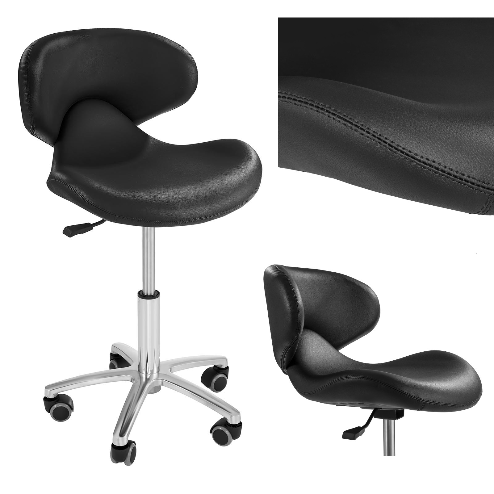 Physa ANDRIA siirrettävä kosmetologituoli pyörillä, musta