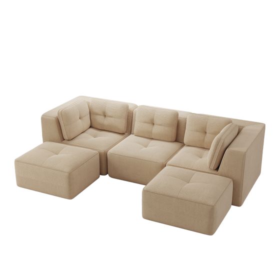 moduulisohva 3-paikkainen beige korduroy skandinaavinen säilytystilalla varustettu