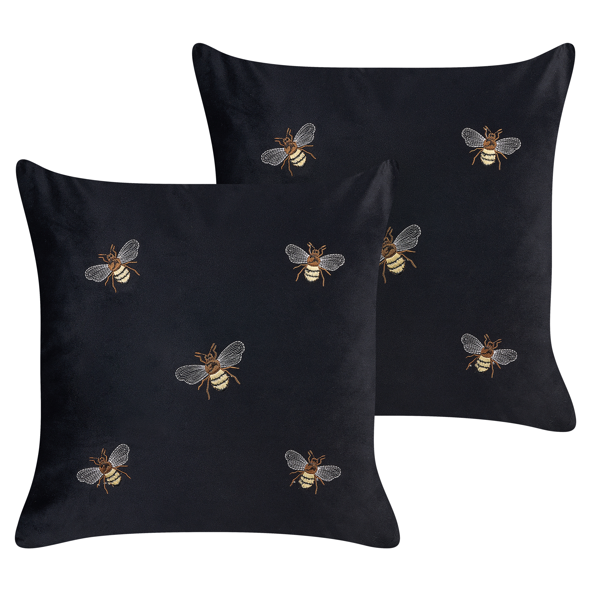Koristetyynysetti 2 kpl TALINUM 45 x 45 cm Sametti Musta Eläinkuvio