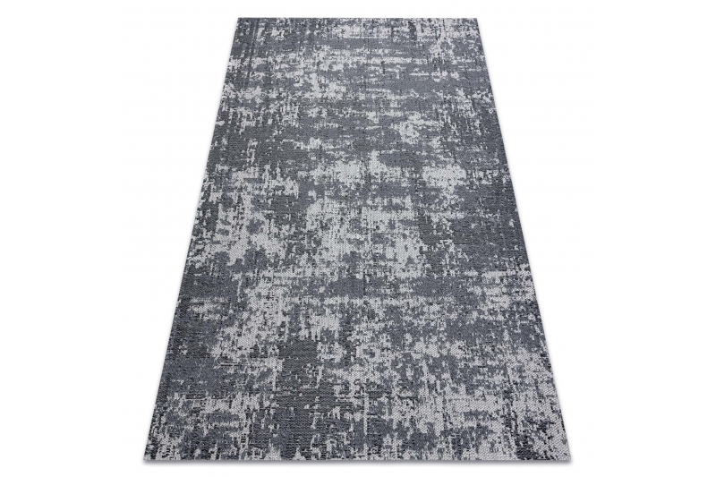 Matto CASA Ekologinen, EKO SIZAL Boho pesty vintage 2809 harmaa / antrasiitti, kierrätetty puuvillamatto 114x170 cm