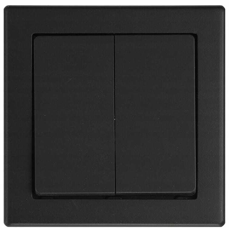 Kaksoikruunukytkin 7x7cm Uppoasennettava kytkin Mattamusta