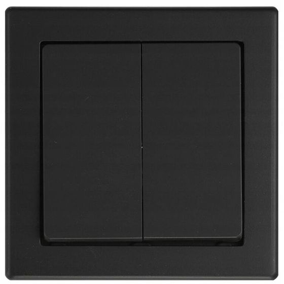 Kaksoikruunukytkin 7x7cm Uppoasennettava kytkin Mattamusta