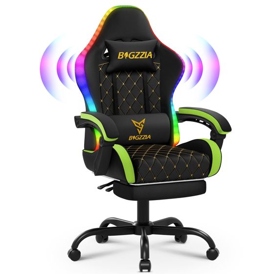 Pelituoli G01 RGB valolla ja Bluetooth kaiuttimilla Vihreä