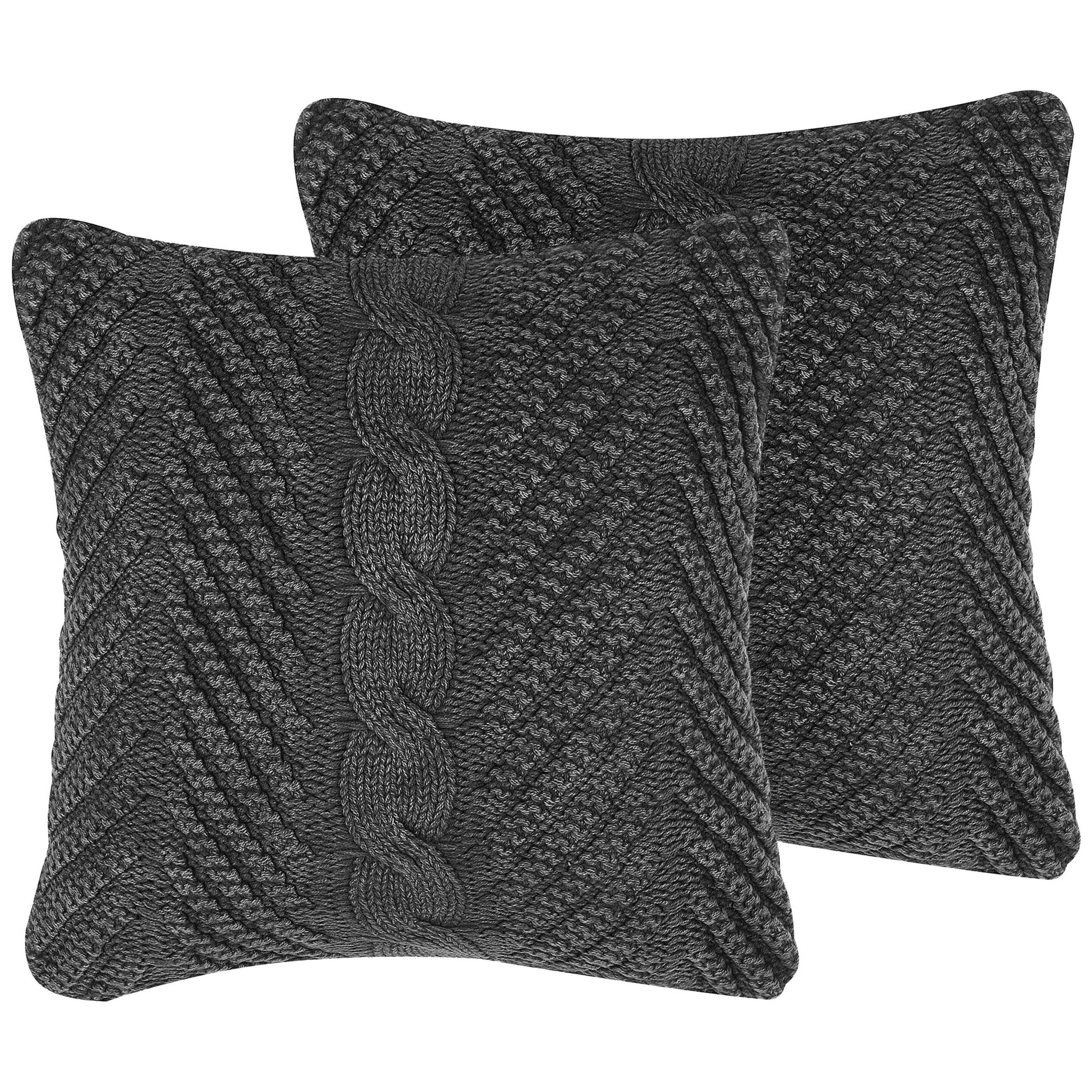 Koristetyynysetti 2 kpl KONNI puuvilla 45 x 45 cm Harmaa Siksak-kuvio