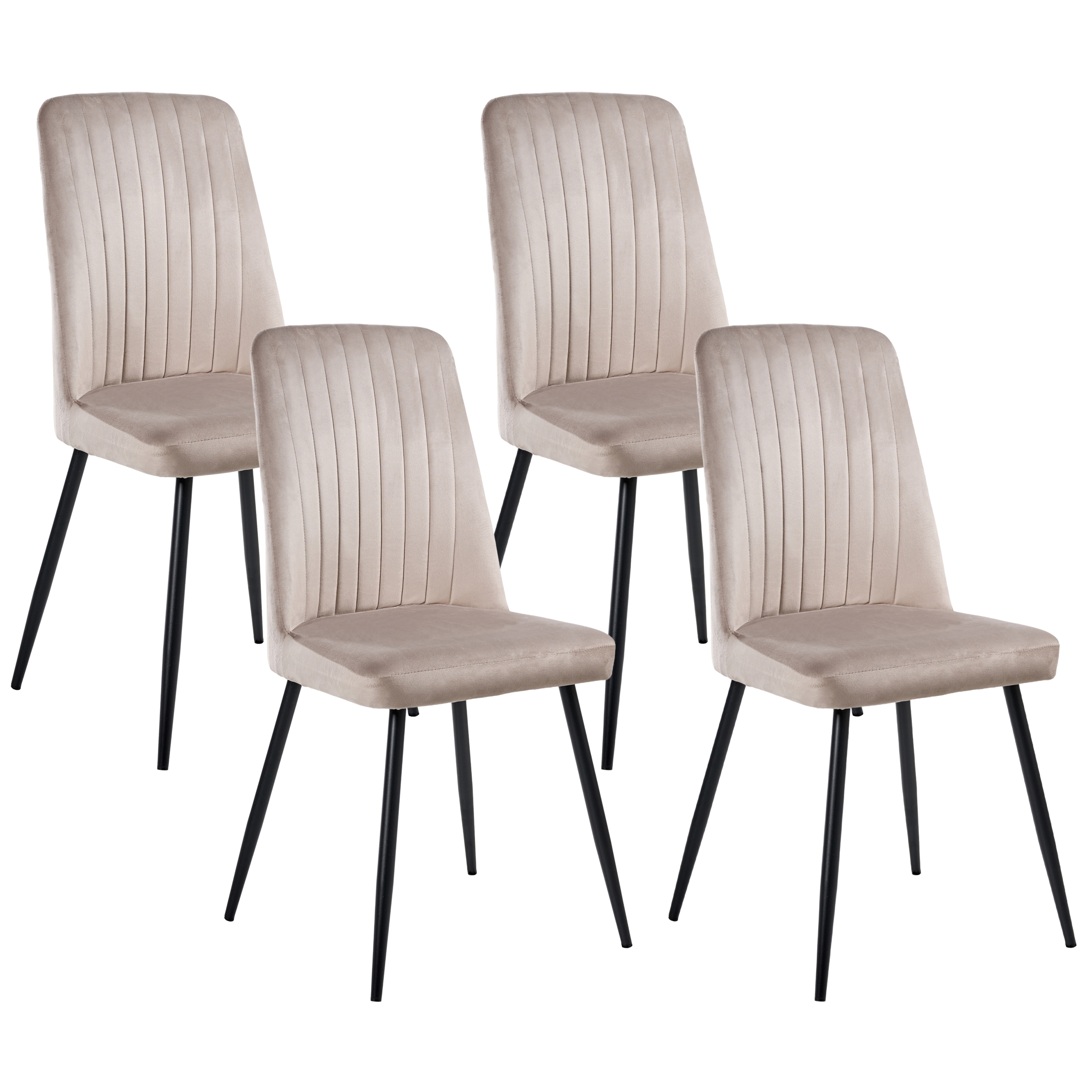 Ruokatuolisetti 4 kpl KIRBY sametti Beige