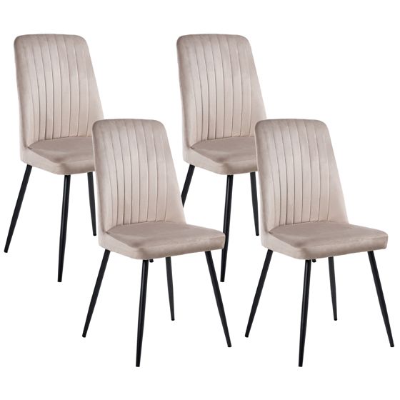 Ruokatuolisetti 4 kpl KIRBY sametti Beige