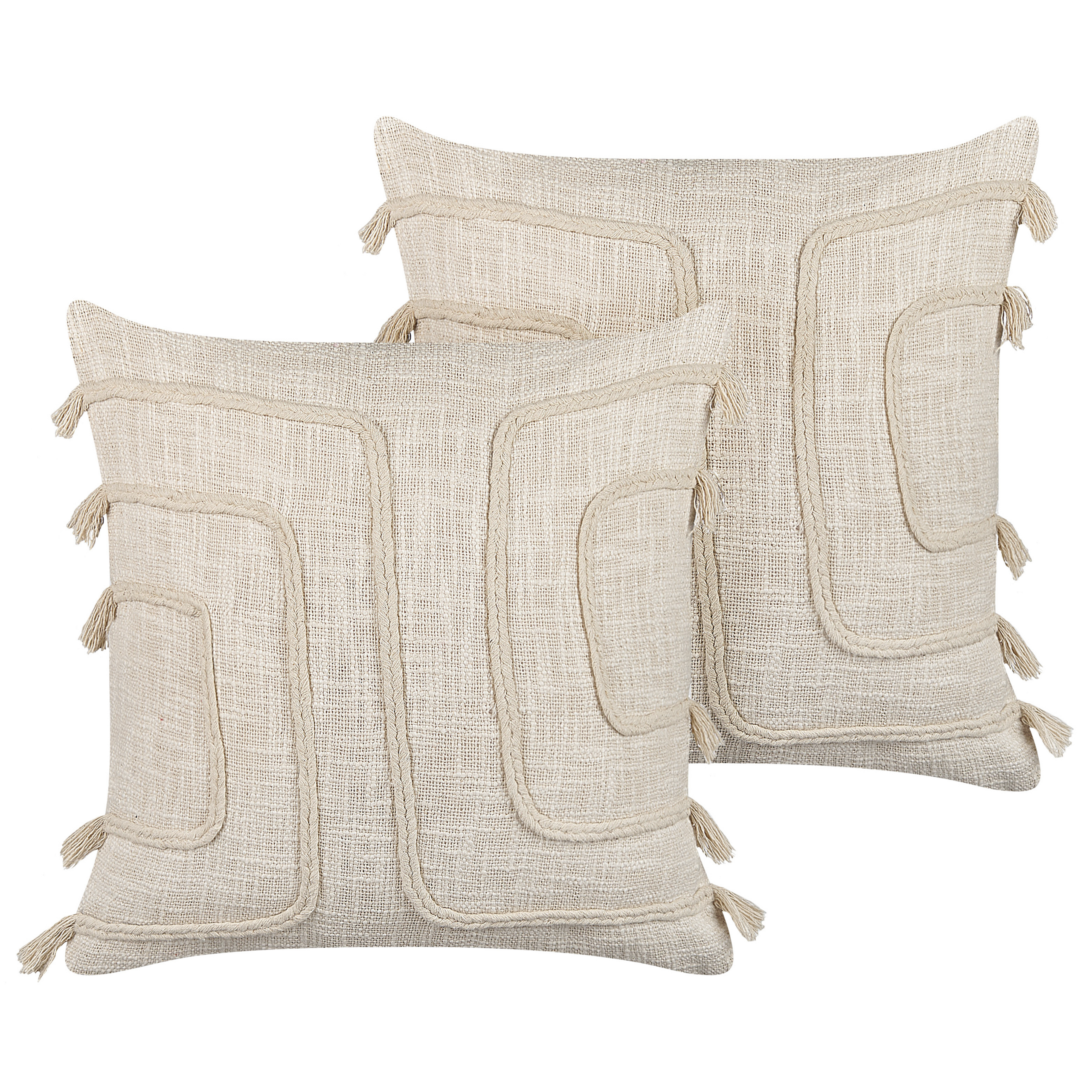 Koristetyynysetti 2 kpl PLEIONE 45 x 45 cm Puuvilla Vaaleanbeige Geometrinen kuvio