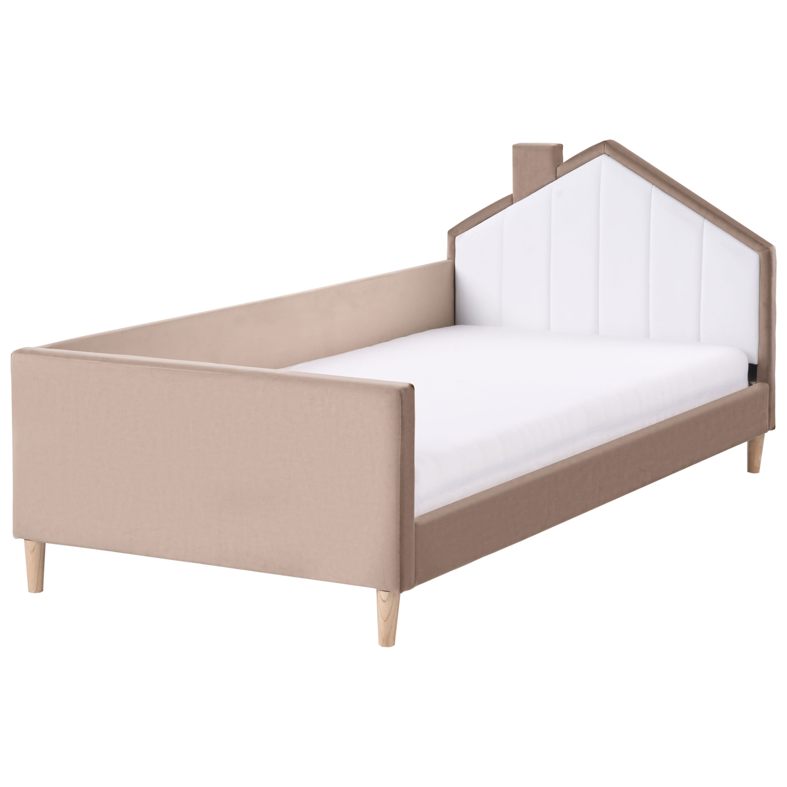 Lastensänky Talo Sametti KERVAN 90 x 200 cm Vaaleanruskea