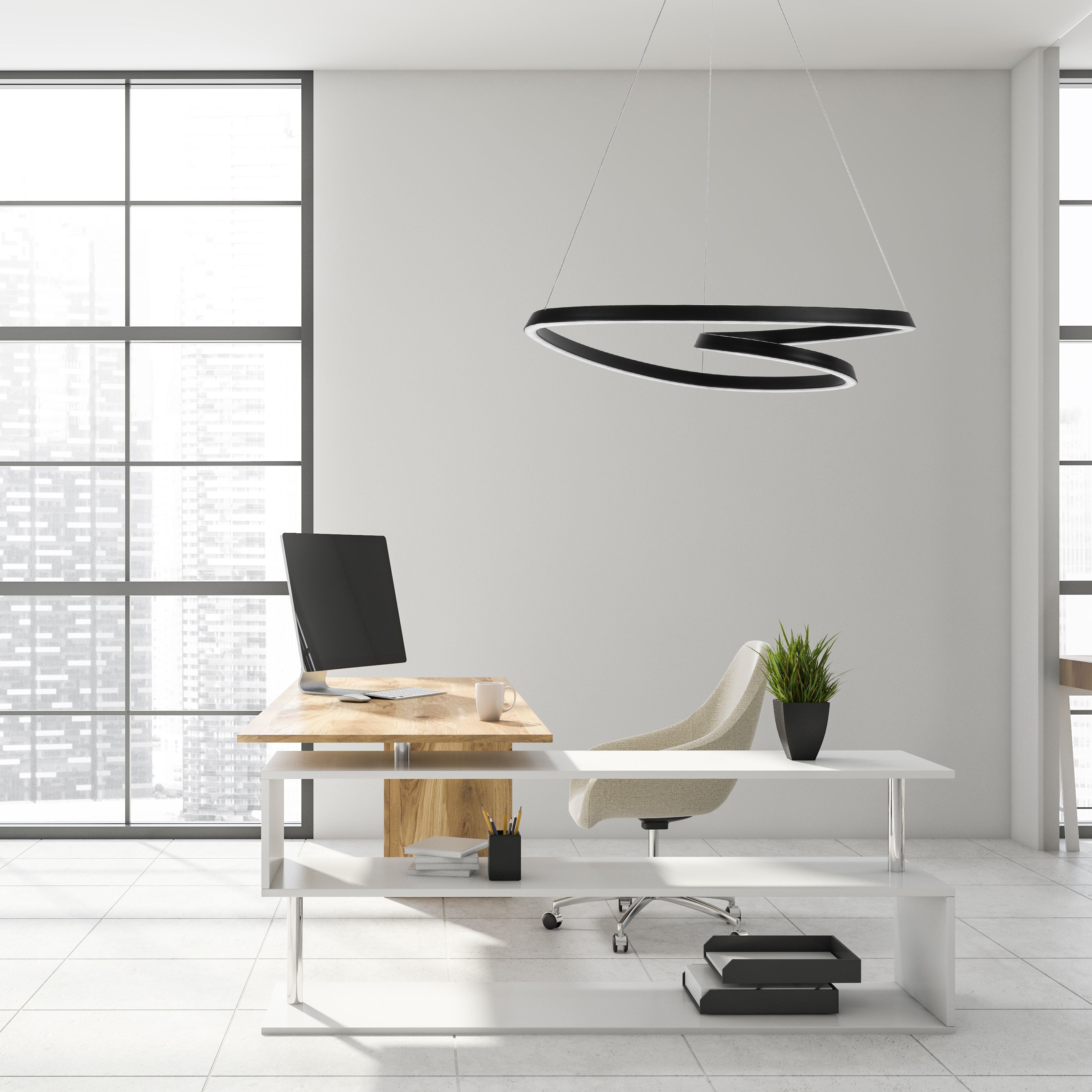 TOOLIGHT riippuva kattovalaisin LED APP796-CP LOOP musta, 63x61,5x75cm