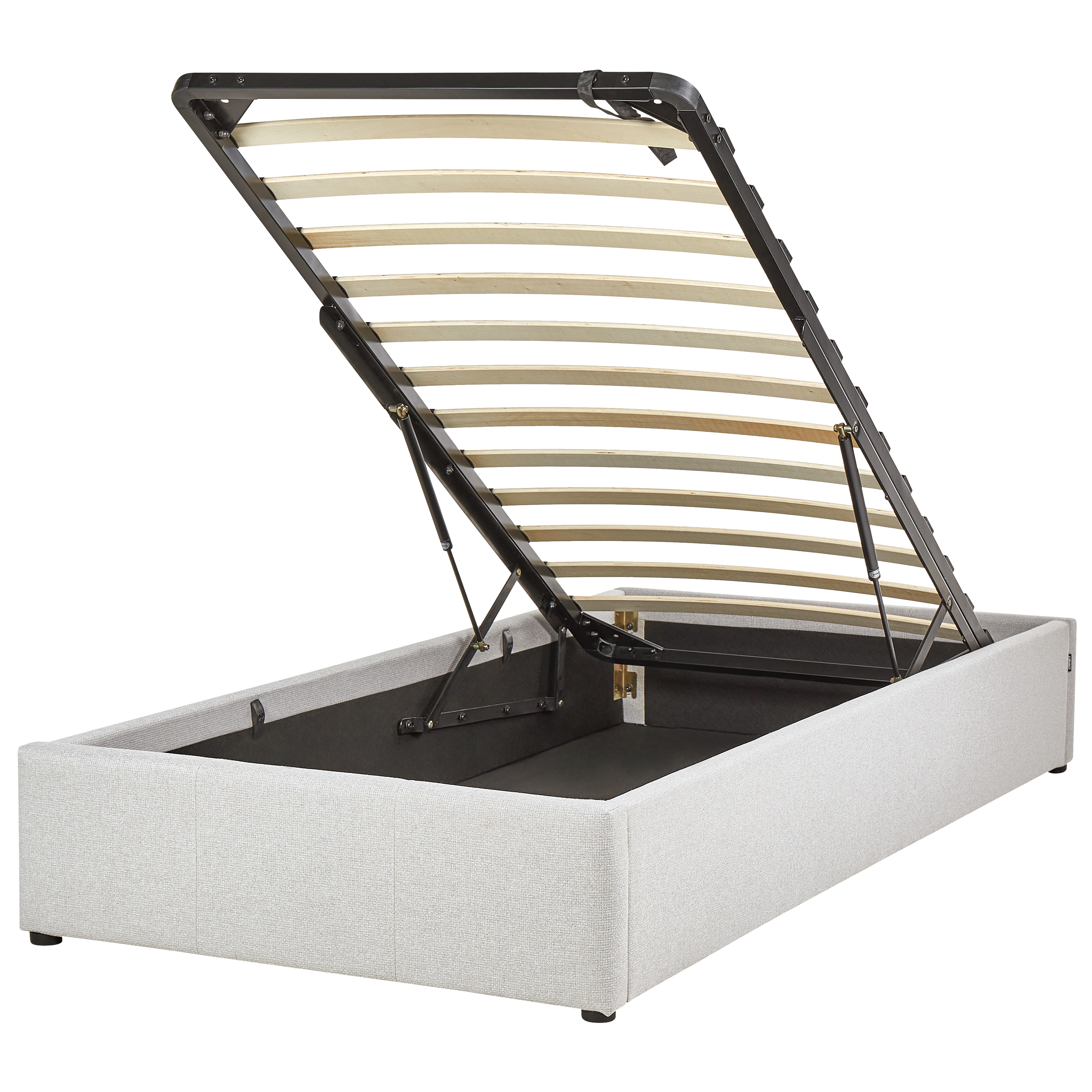 Sänky kangas säilytystila vaaleanharmaa 90 x 200 cm DINAN