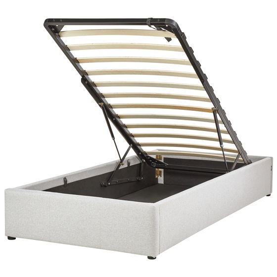 Sänky kangas säilytystila vaaleanharmaa 90 x 200 cm DINAN