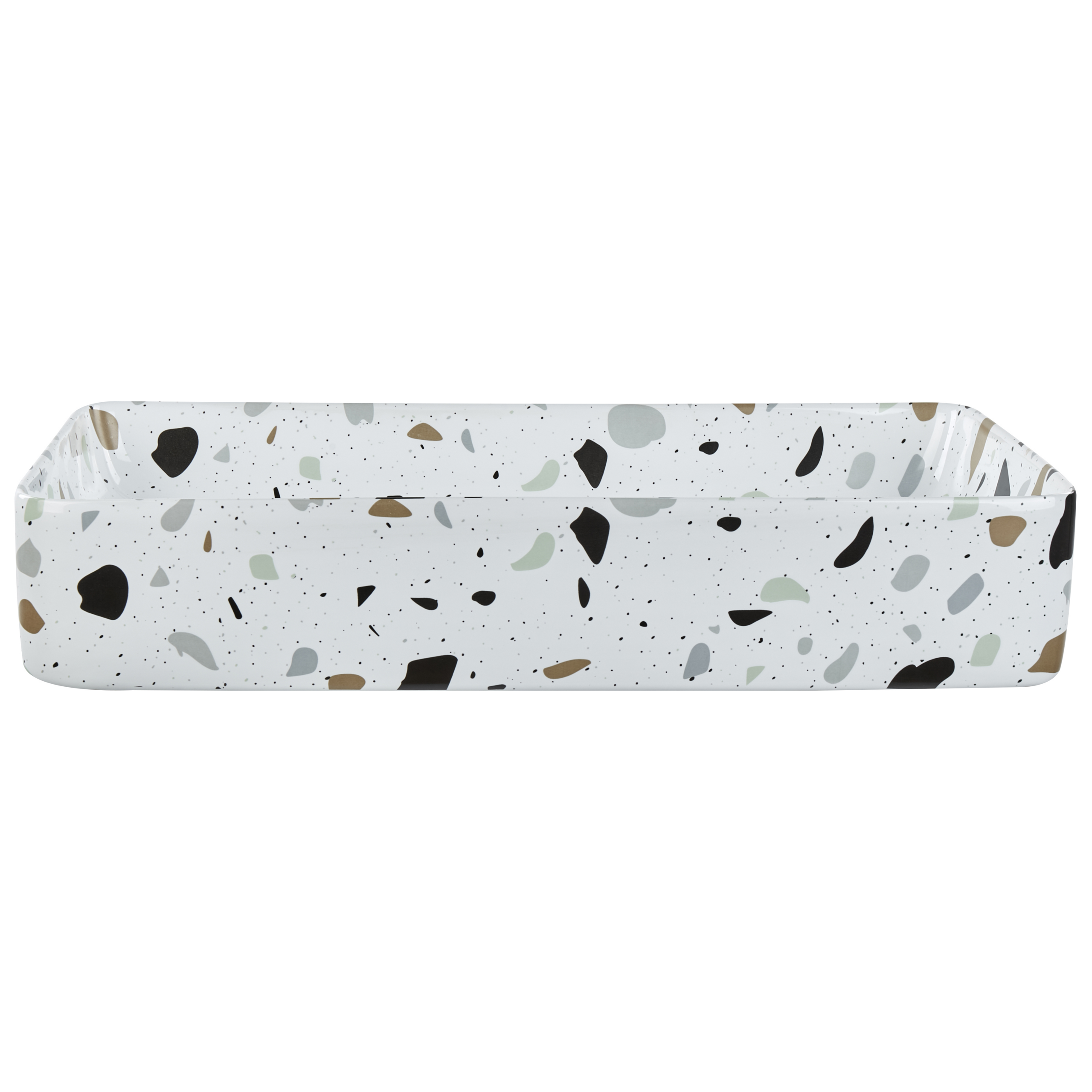 Pesuallas tason päälle NULES 61 x 35 cm keramiikka Valkoinen terrazzo