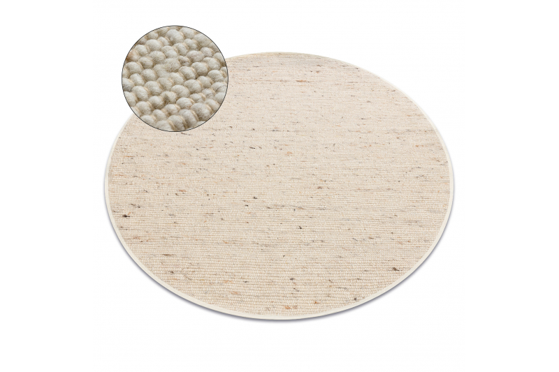 NEPAL 2100 ympyrä beige matto - villainen, kaksipuolinen, luonnollinen pyöreä 100 cm