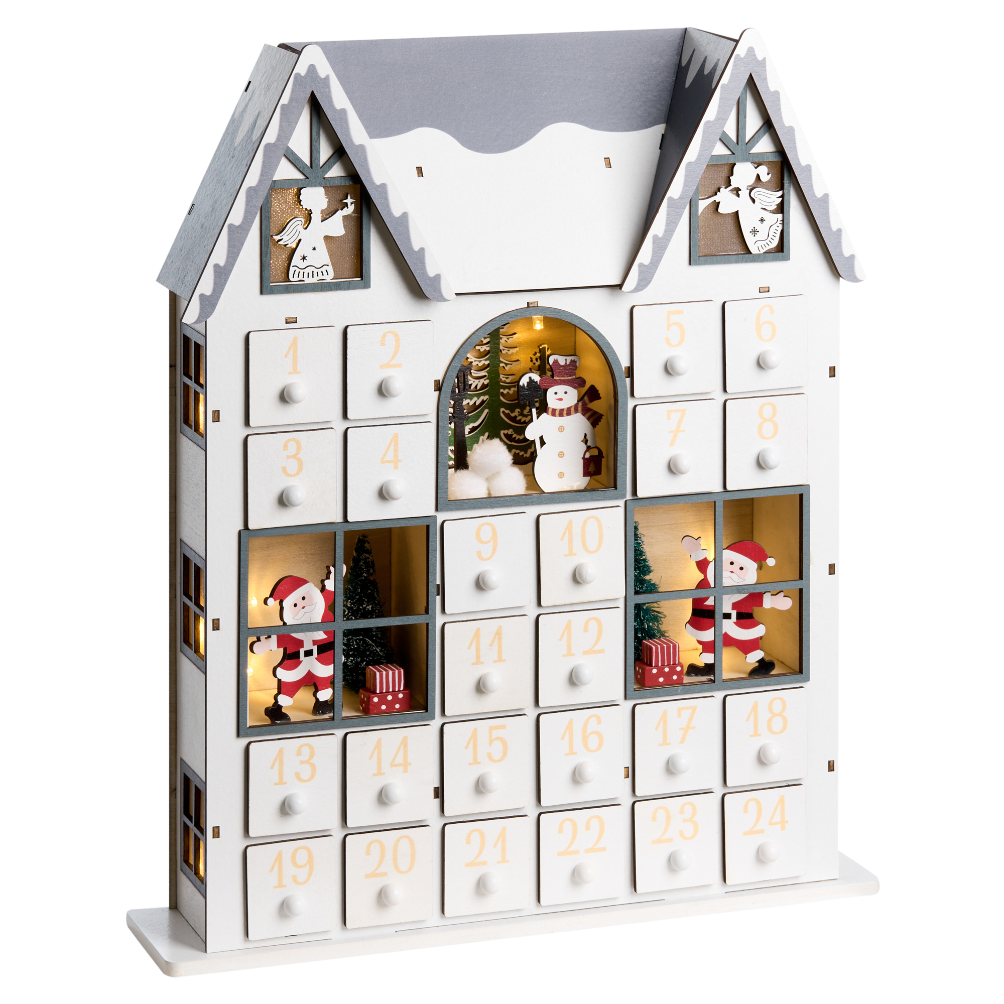 Joulukoriste LED-valo FEMUND Joulukalenteri 40 cm Valkoinen