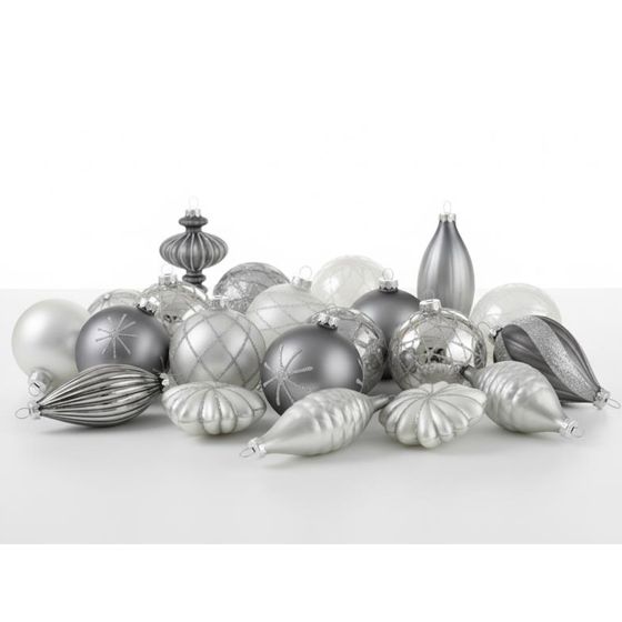 Kuusenkoristesetti 35 kpl FROSTFALL lasi Harmaa