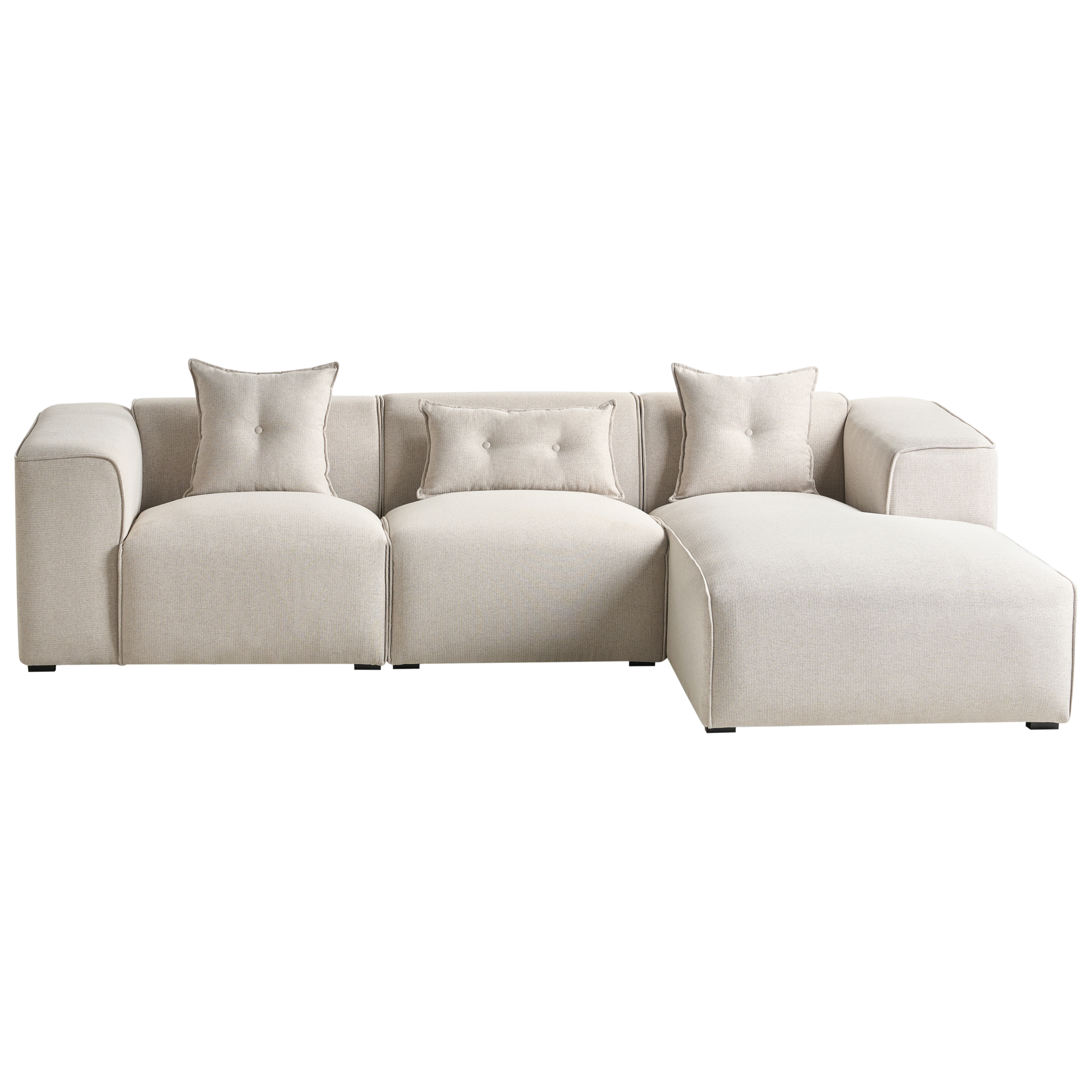 Kulmasohva DOLVA kangas Vaaleanbeige 3-istuttava Vasen