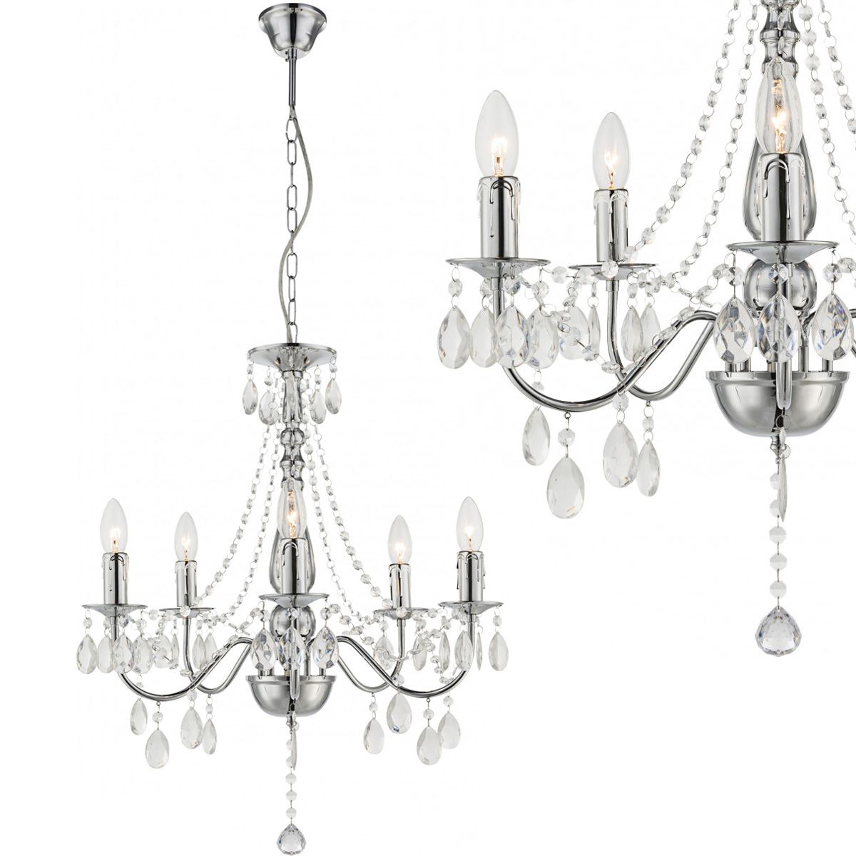 TOOLIGHT riippuvalaisin EBT014-5CP kromi, 53X53X63CM