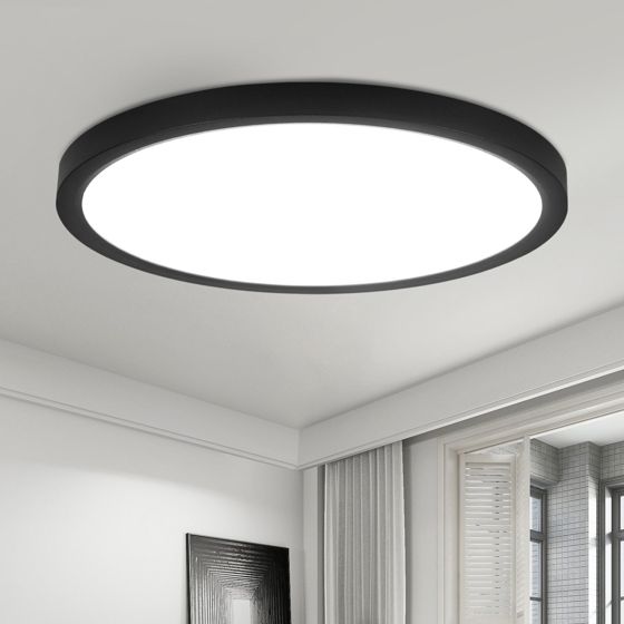 NETTLIFE litteä LED - kattovalaisin 30 cm - 24 W, musta, 6000 K - moderni valaistus keittiöön, eteiseen, makuuhuoneeseen