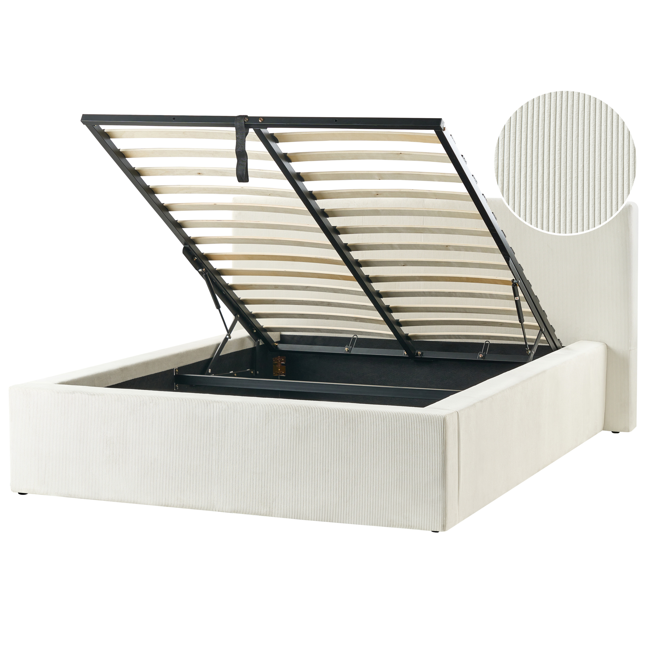 Sänky säilytystilalla vakosametti LILLEBONNE 140 x 200 cm Vaaleanbeige