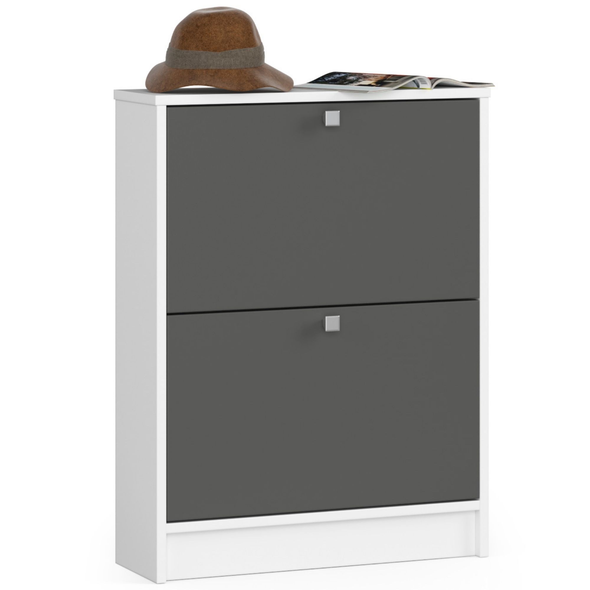 Akord Kenkäkaappi 2-ovinen Valkoinen-Harmaa Grafiitti 60x20x80