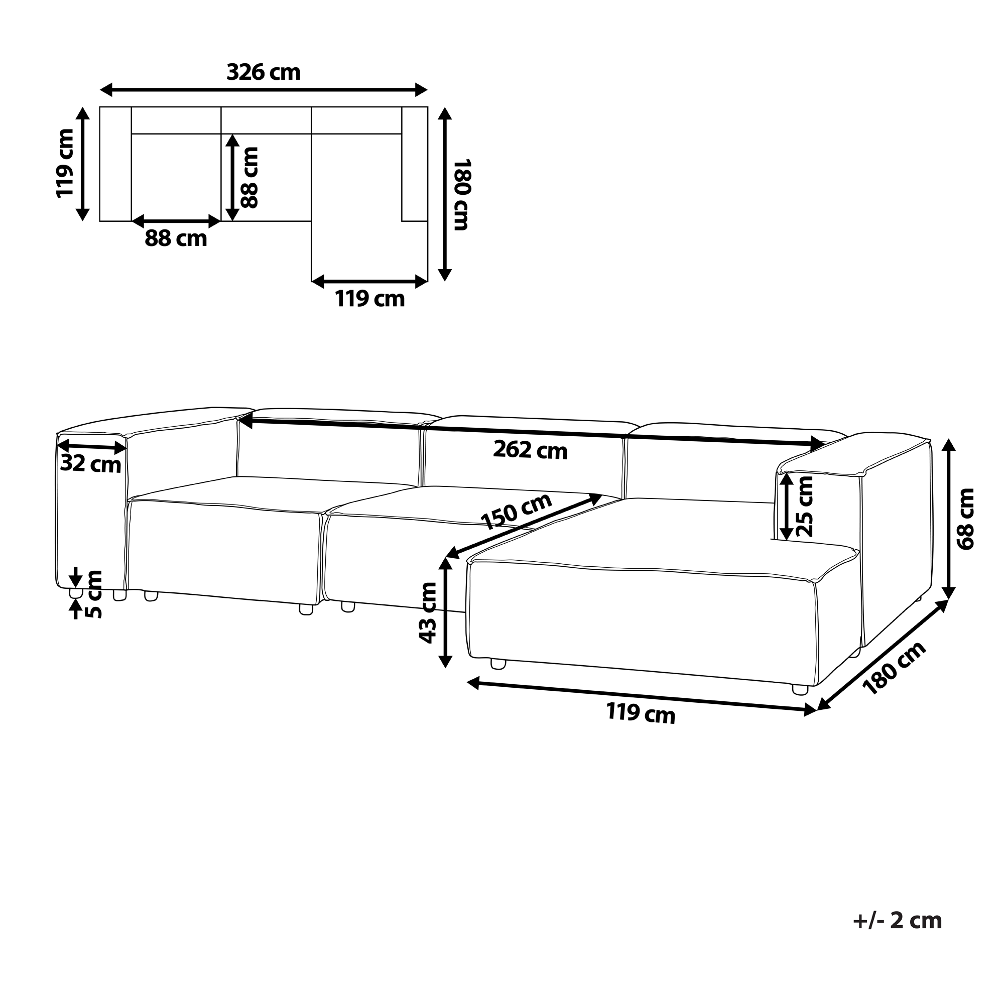 Moduulikulmasohva 4-istuttava ARDAL vakosametti Luonnonvalkoinen Vasen