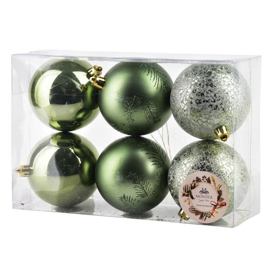 Joulukuusenpallot SANTA LILA 6 kpl muovia Ø 8 cm