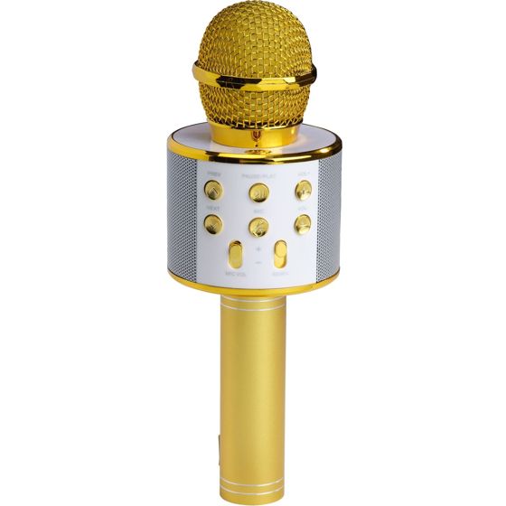 Bluetooth Karaoke mikrofoni sisäänrakennetulla kaiuttimella. Kulta