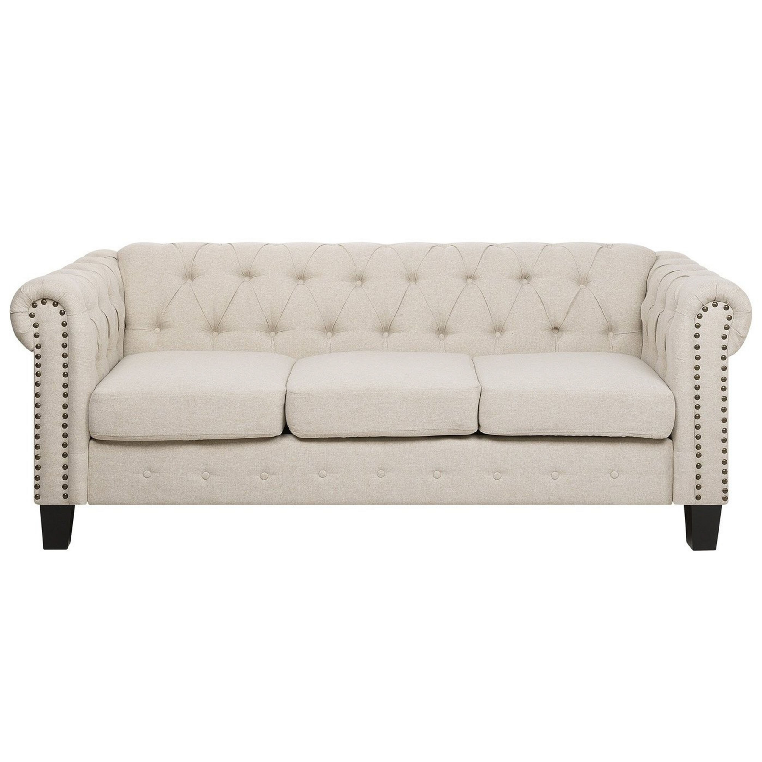Sohva CHESTERFIELD kangas Beige 3-istuttava