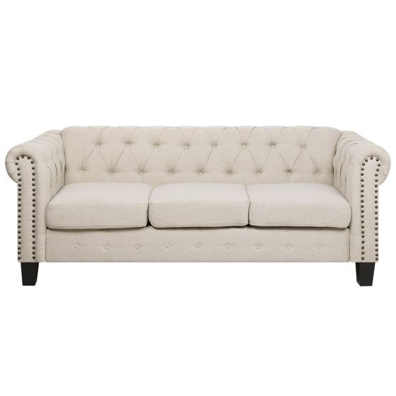 Sohva CHESTERFIELD kangas Beige 3-istuttava