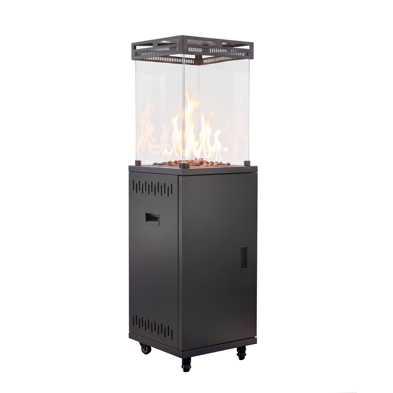 NETTLIFE koristeellinen kaasutakka 5–13 kW, musta, 145x41,5x41,5 cm, vulkaaniset kivet, terassille ja puutarhaan