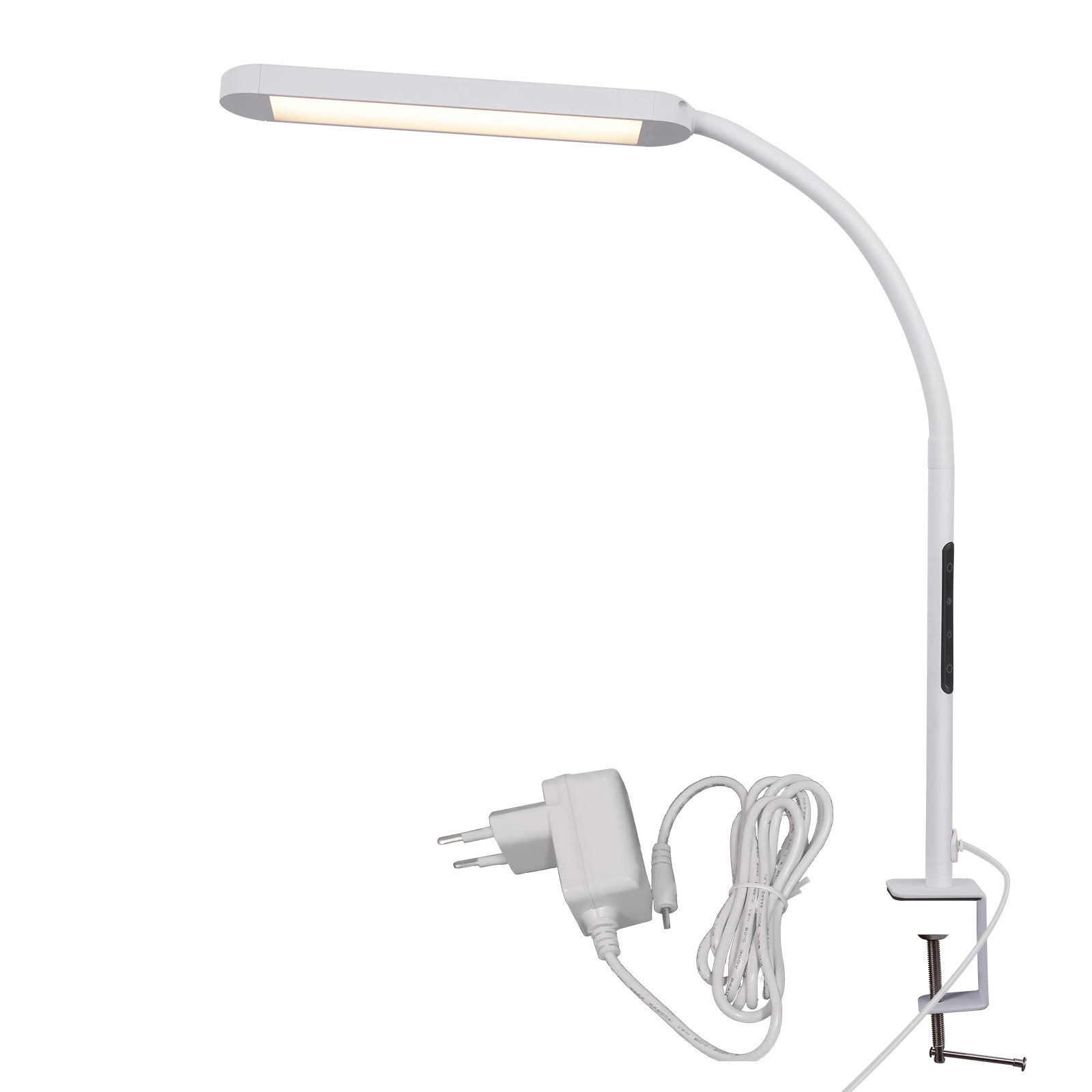 NETTLIFE himmennettävä LED-pöytävalaisin valkoisella pistokkeella, 5 kirkkaustasoa, 11 W, joustava, yövalon ajastintoiminnolla