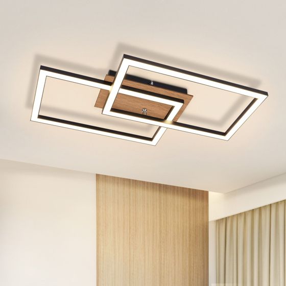 NETTLIFE Moderni, LED - kattovalaisin, puinen Kattovalaisin, 3000k, lämmin Valkoinen, musta, suorakaiteen, muotoinen, muotoilu, 24w