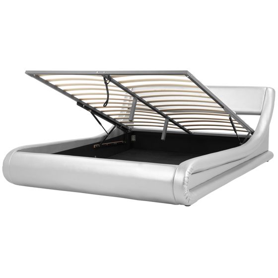 Sänky säilytystilalla keinonahka AVIGNON 180 x 200 cm Hopea