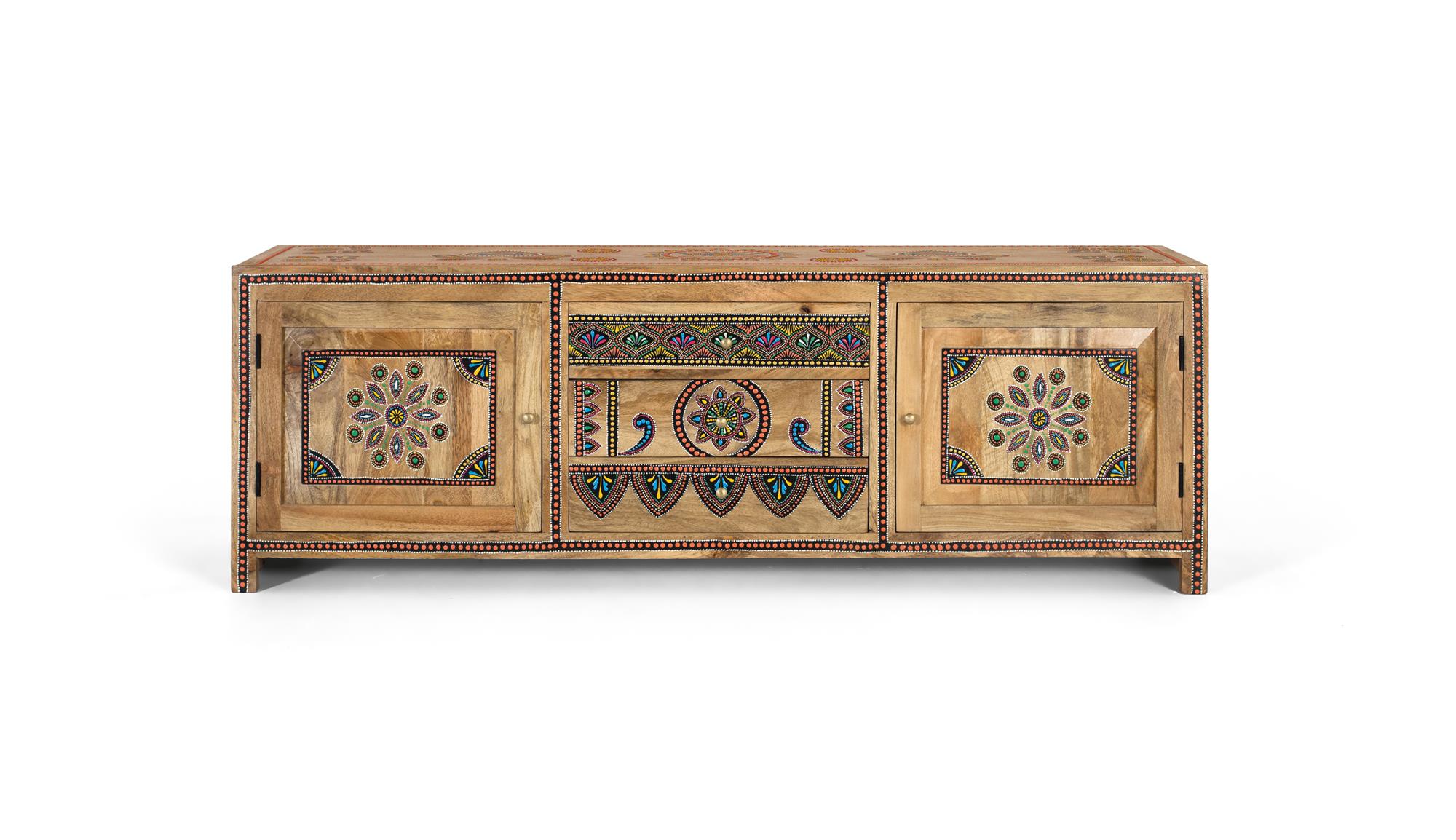 Käsintehty mangopuusta valmistettu TV-taso, 150 cm