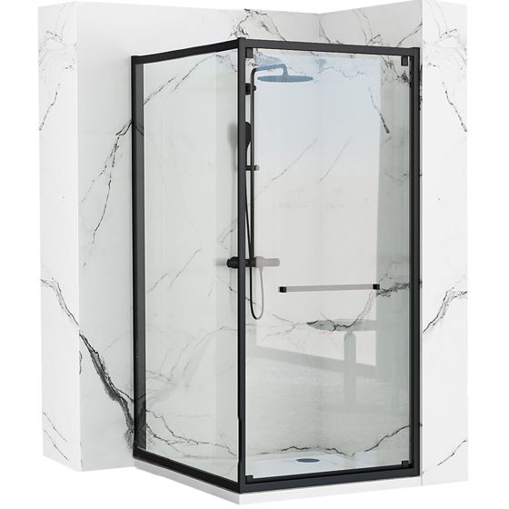 REA Suihkukaappi SPACE IN 80x100 Musta, 80X100X195CM + suihkuallas